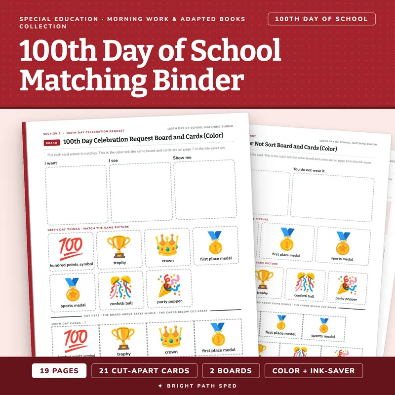 100th Day of School Matching Binder, image 1 of 4