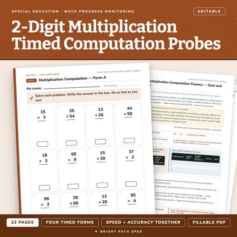 2-Digit Multiplication Fluency Probes, image 1 of 4