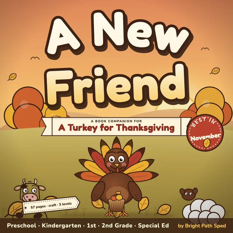 A Turkey for Thanksgiving Book Companion November PreK K 1st 2nd Sped, image 1 of 4