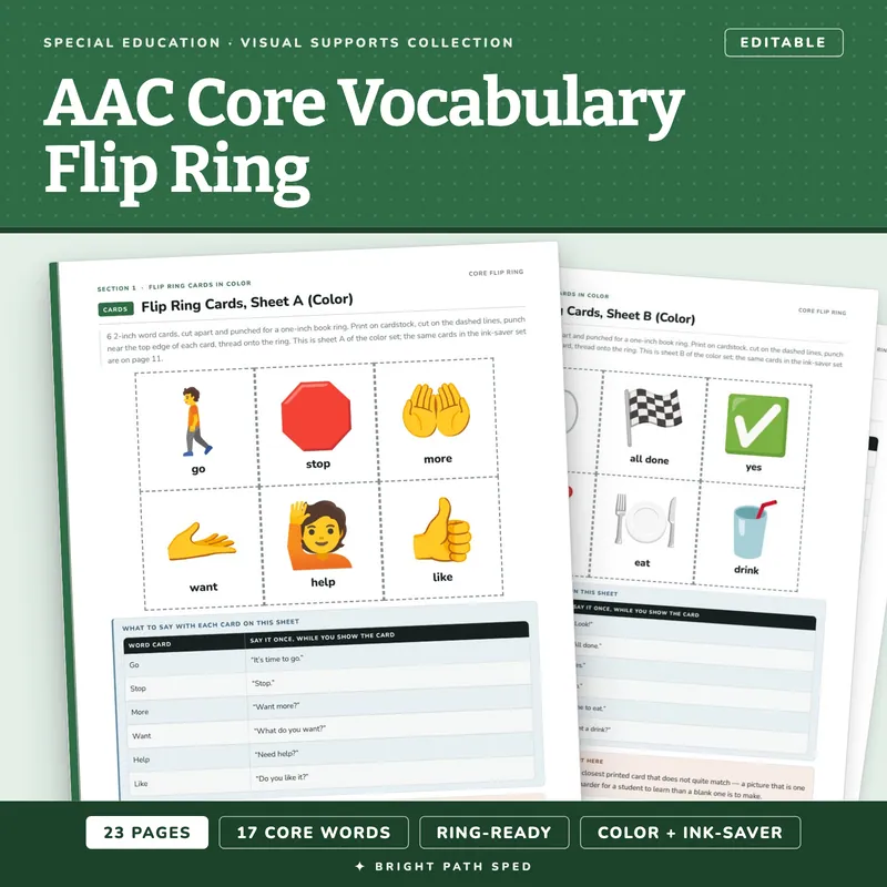 AAC Core Vocabulary Flip Ring, image 1 of 4