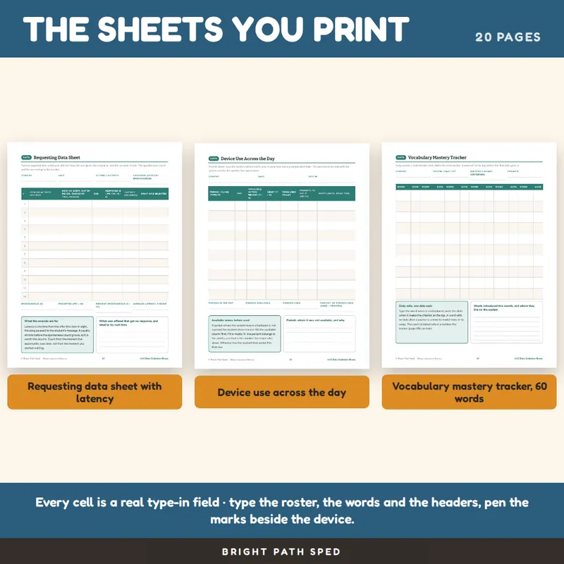 AAC Data Collection Sheets Editable, image 3 of 4