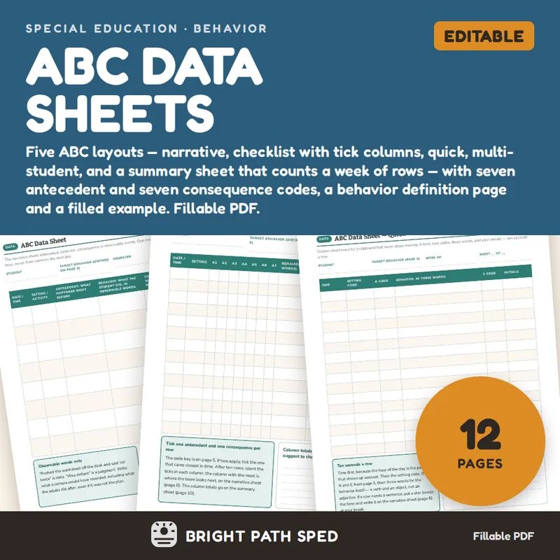 ABC Data Sheets Editable, image 1 of 4