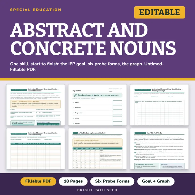Abstract and Concrete Nouns Progress Monitoring Probes, image 1 of 4
