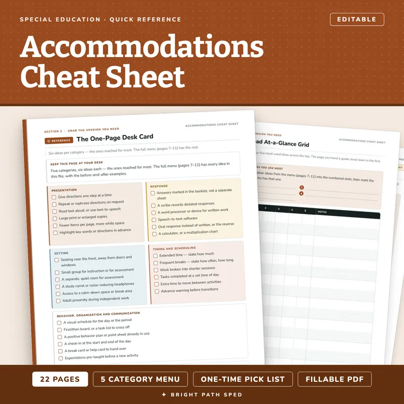Accommodations Cheat Sheet, image 1 of 4
