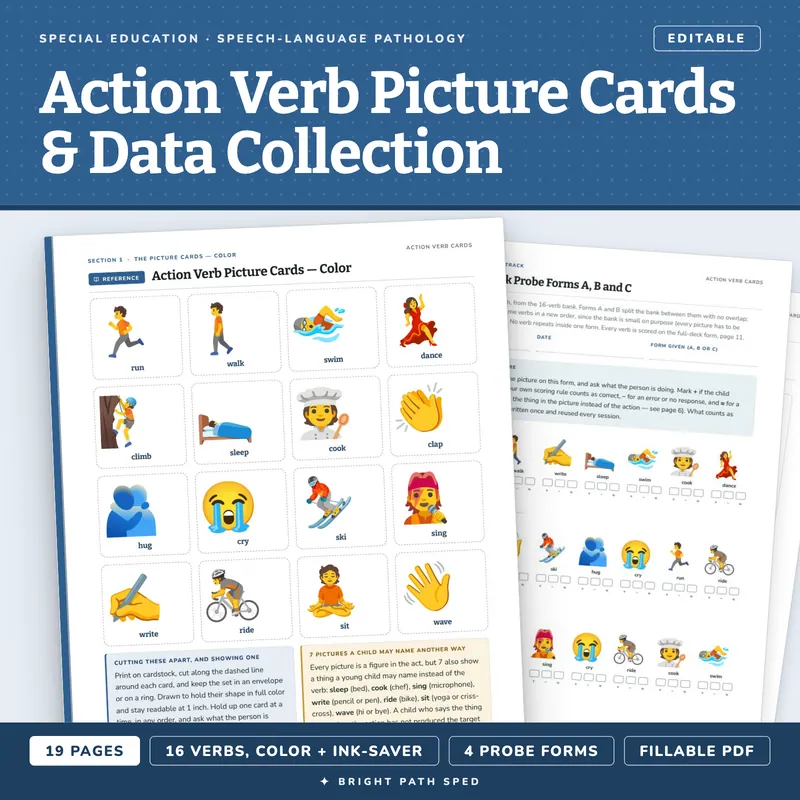 Action Verb Picture Cards and Data Collection, image 1 of 4