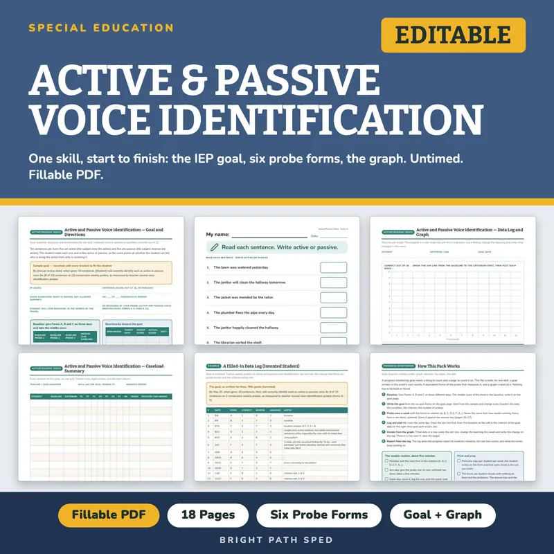 Active and Passive Voice Identification Progress Monitoring Probes, image 1 of 4