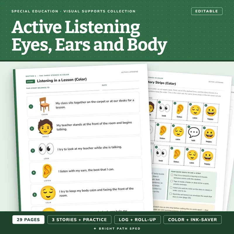 Active Listening Picture Cards and Practice Sequence, image 1 of 4