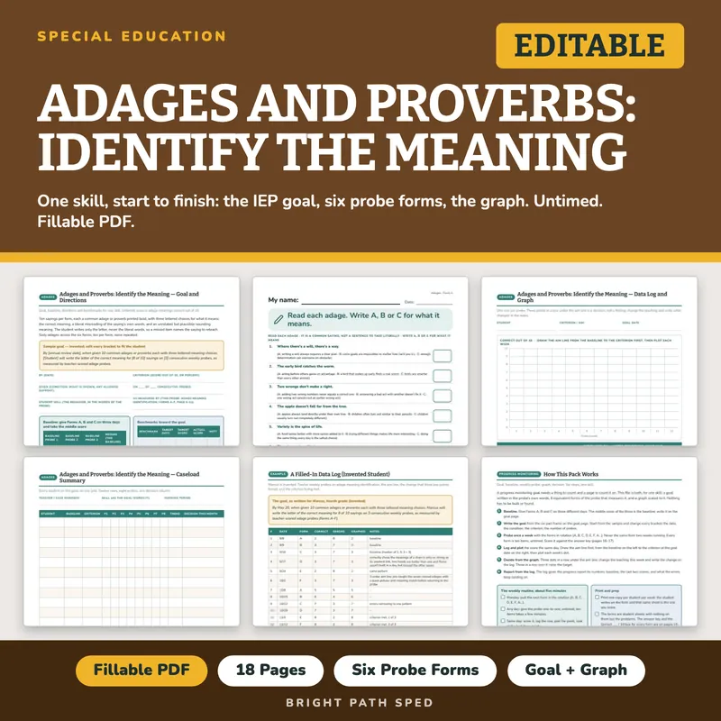 Adages and Proverbs Identify the Meaning Progress Monitoring Probes, image 1 of 4