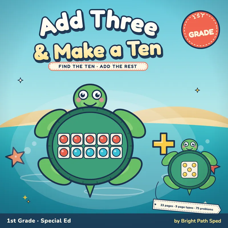 Add Three Numbers and Make a Ten Worksheets, image 1 of 4