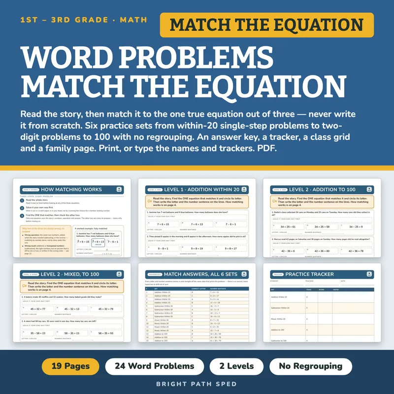 Addition and Subtraction Word Problems Within 20 and to 100, image 1 of 4