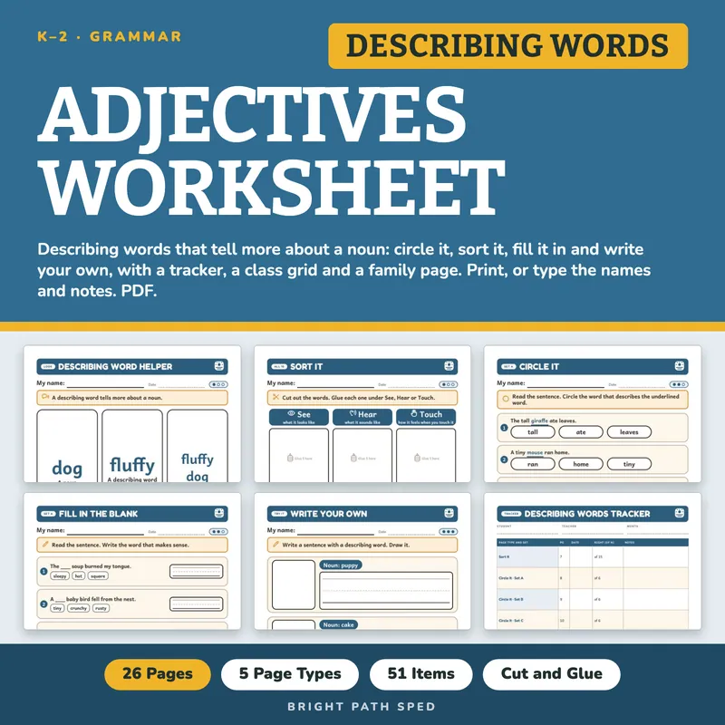 Adjectives Worksheet, image 1 of 4