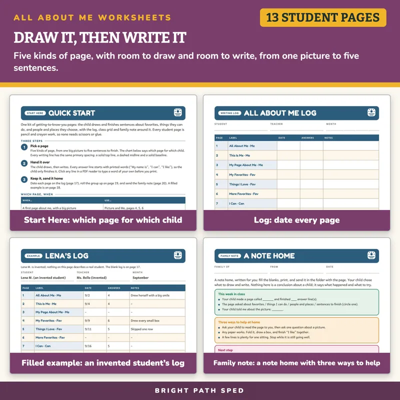 All About Me Worksheets, image 3 of 4