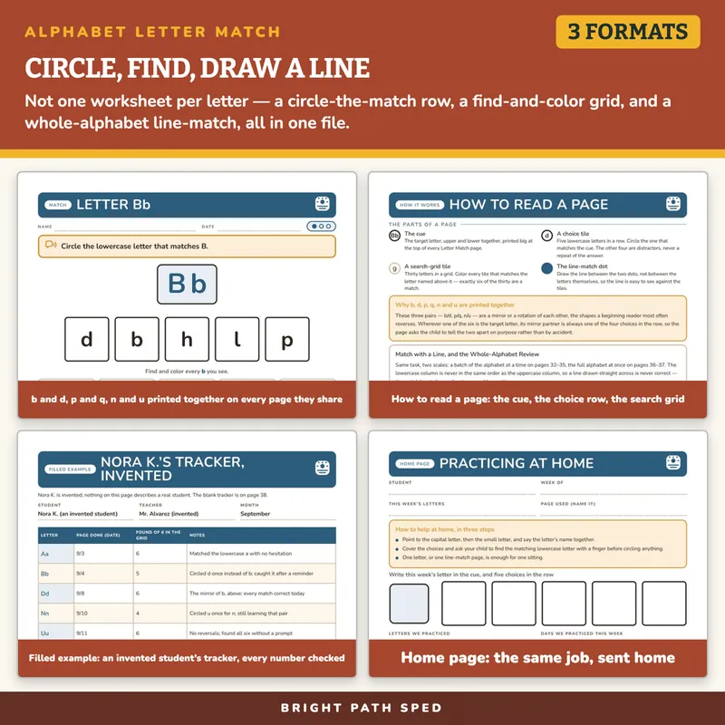 Alphabet Letter Recognition and Matching Worksheets, image 3 of 4