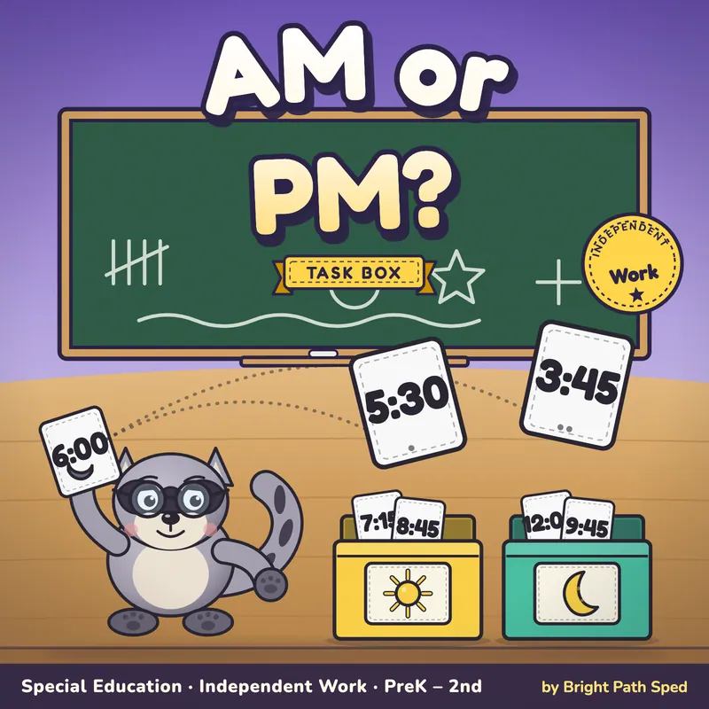 AM or PM? Daily Schedule Sort Task Box, image 1 of 4
