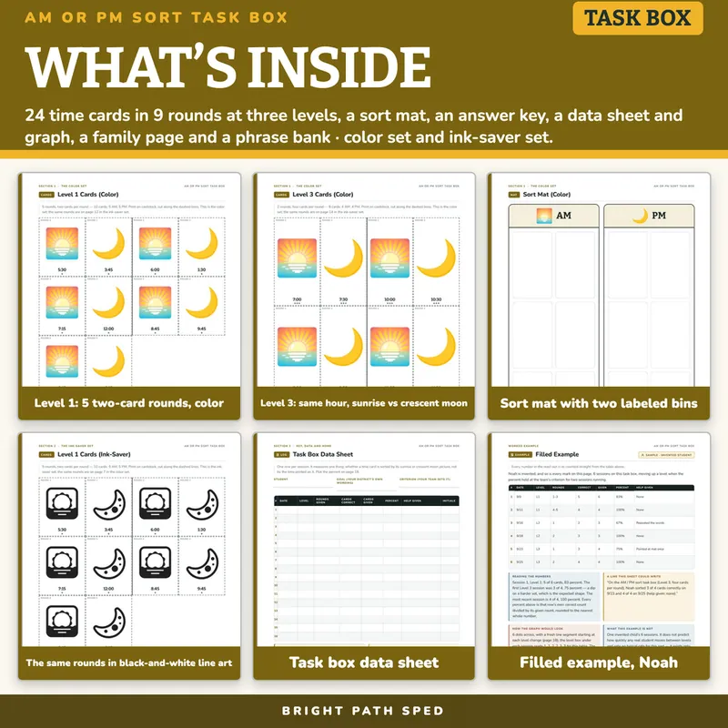 AM or PM? Daily Schedule Sort Task Box, image 2 of 4