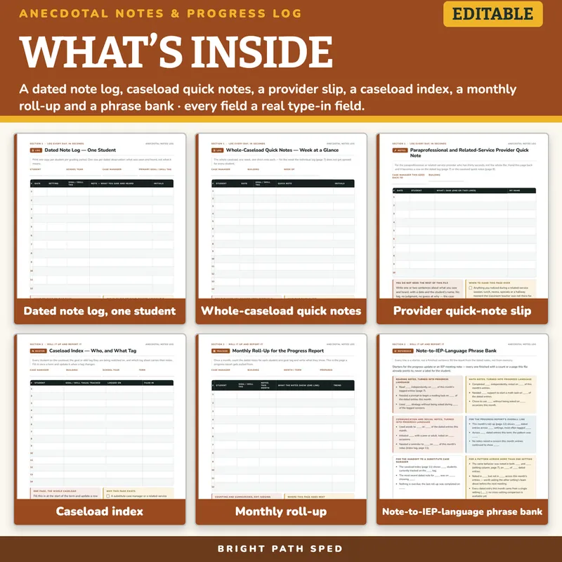 Anecdotal Notes and IEP Progress Log Editable, image 2 of 4