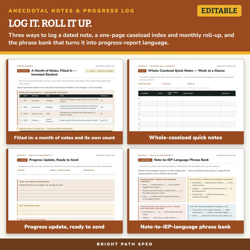 Anecdotal Notes and IEP Progress Log Editable, image 3 of 4