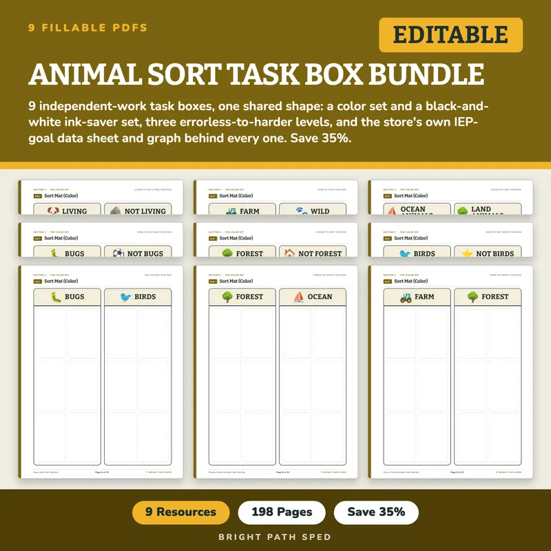 Animal Sort Task Box Bundle, image 1 of 3
