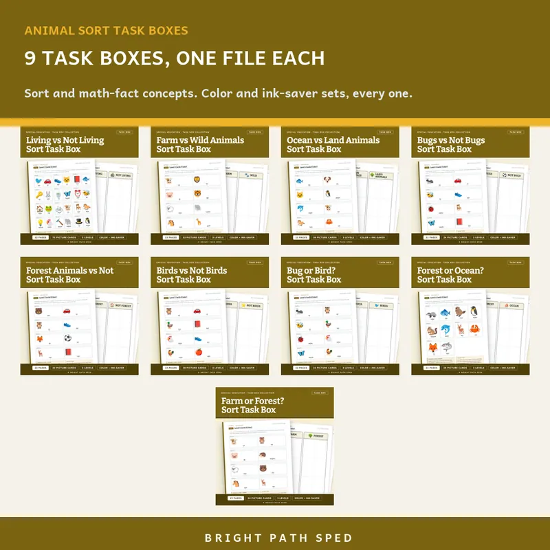 Animal Sort Task Box Bundle, image 2 of 3