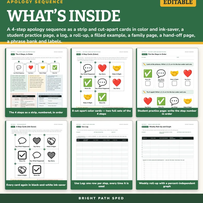 Apology Picture Cards and 4-Step Practice Sequence, image 2 of 4