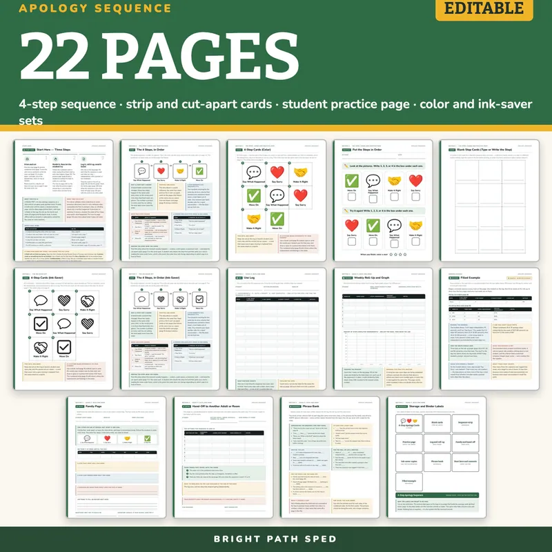 Apology Picture Cards and 4-Step Practice Sequence, image 4 of 4