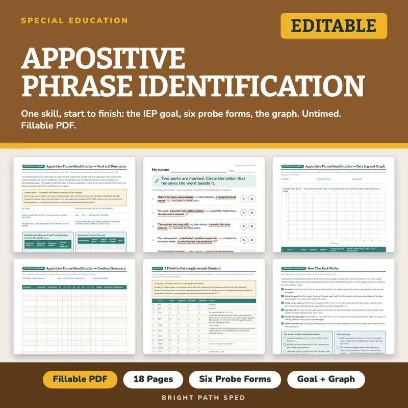 Appositive Phrase Identification Progress Monitoring Probes, image 1 of 4