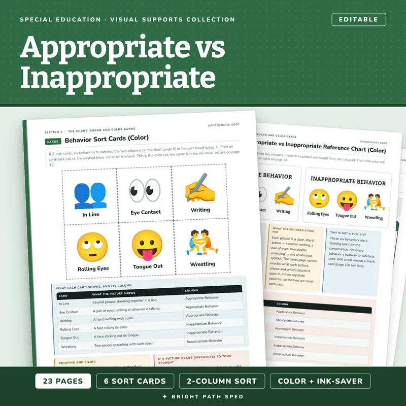Appropriate vs Inappropriate Behaviors Sort Cards, image 1 of 4