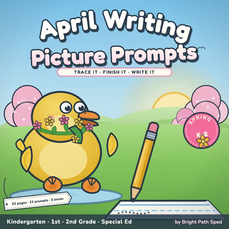 April Writing Picture Prompts with Word Bank and Sentence Starters, image 1 of 4