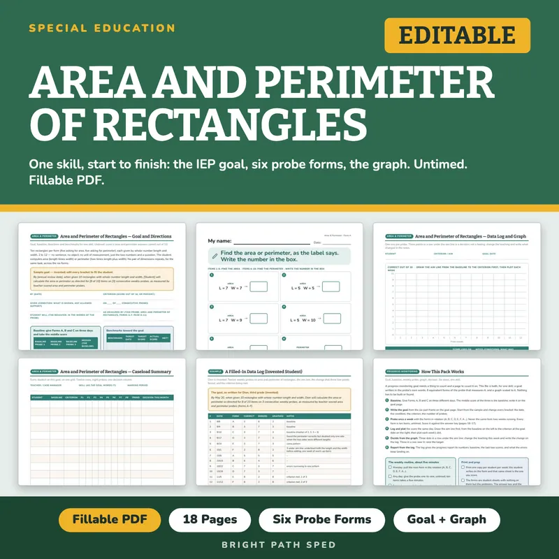 Area and Perimeter of Rectangles Progress Monitoring Probes, image 1 of 4