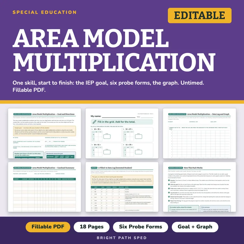 Area Model Multiplication Progress Monitoring Probes, image 1 of 4