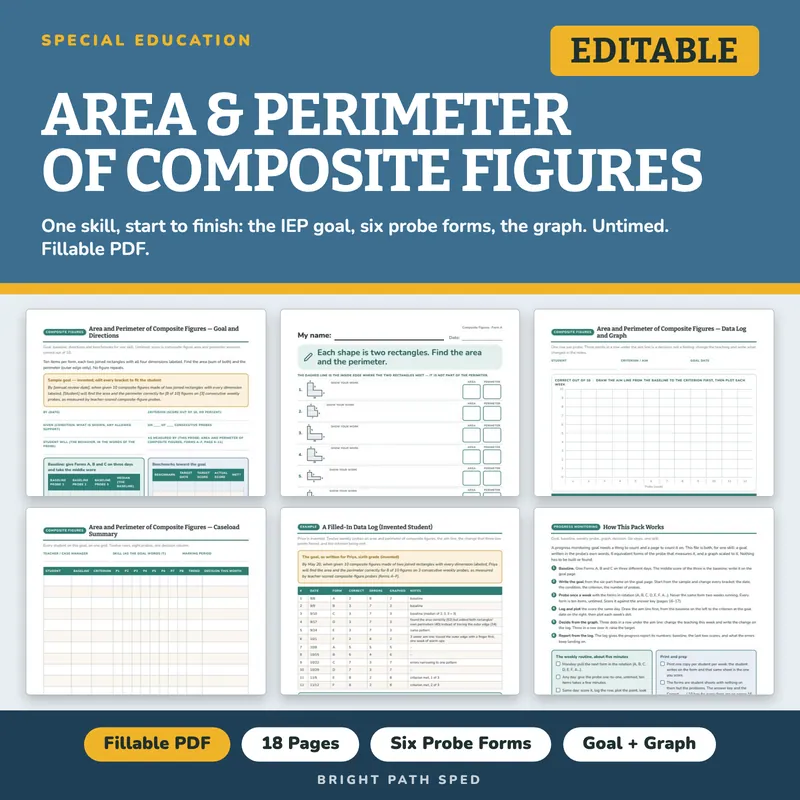 Area & Perimeter of Composite Figures Progress Monitoring Probes, image 1 of 4