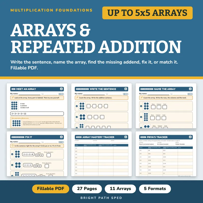 Arrays and Repeated Addition Worksheets, image 1 of 4