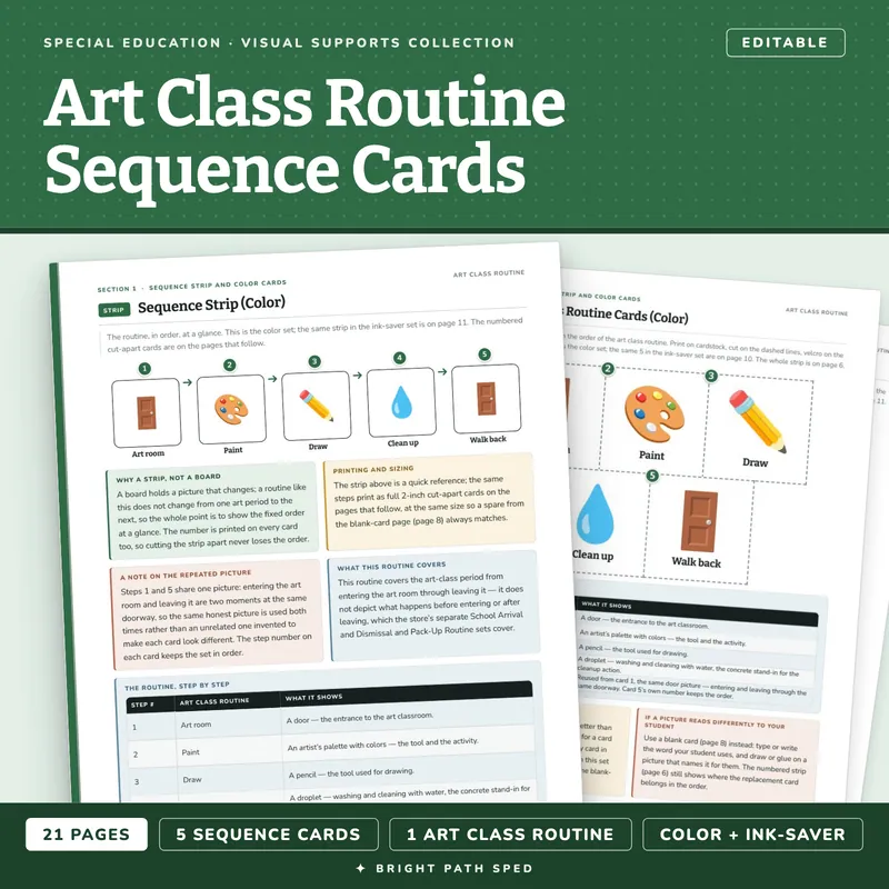 Art Class Routine Visual Schedule Cards, image 1 of 4