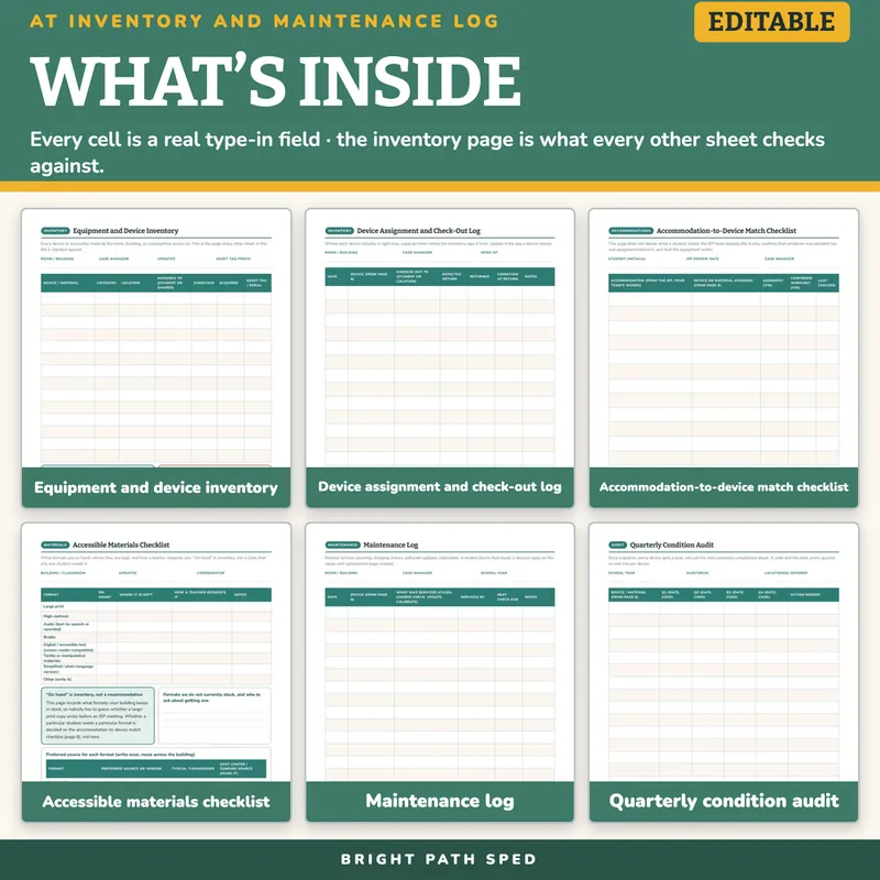 Assistive Technology Inventory and Maintenance Log Editable, image 2 of 4