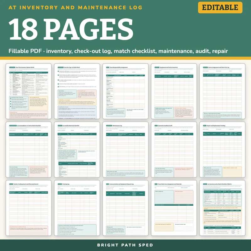 Assistive Technology Inventory and Maintenance Log Editable, image 4 of 4