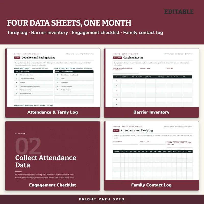 Attendance Engagement Monitoring Data Sheets Editable, image 3 of 4
