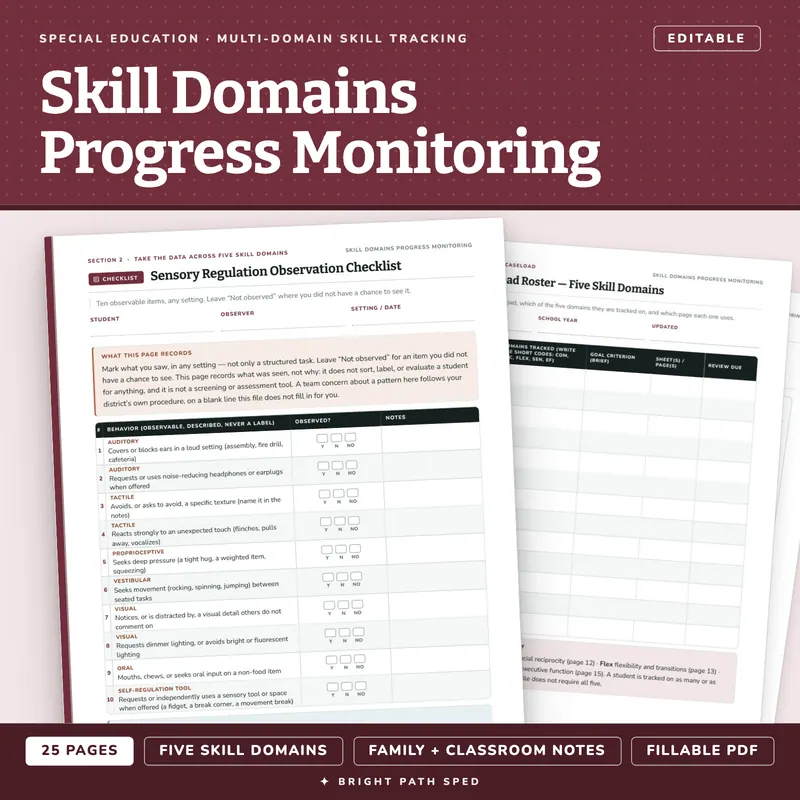 Autism (ASD) Progress Monitoring Data Sheets Editable, image 1 of 4