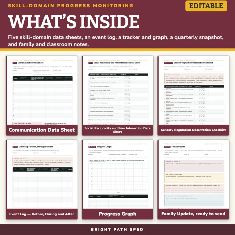 Autism (ASD) Progress Monitoring Data Sheets Editable, image 2 of 4