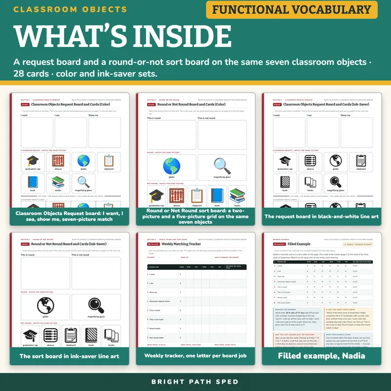 Back-to-School Classroom Objects Matching Binder, image 2 of 4