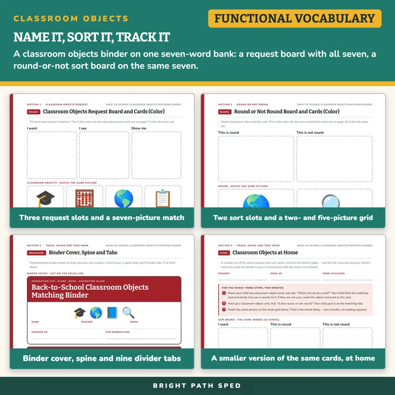 Back-to-School Classroom Objects Matching Binder, image 3 of 4