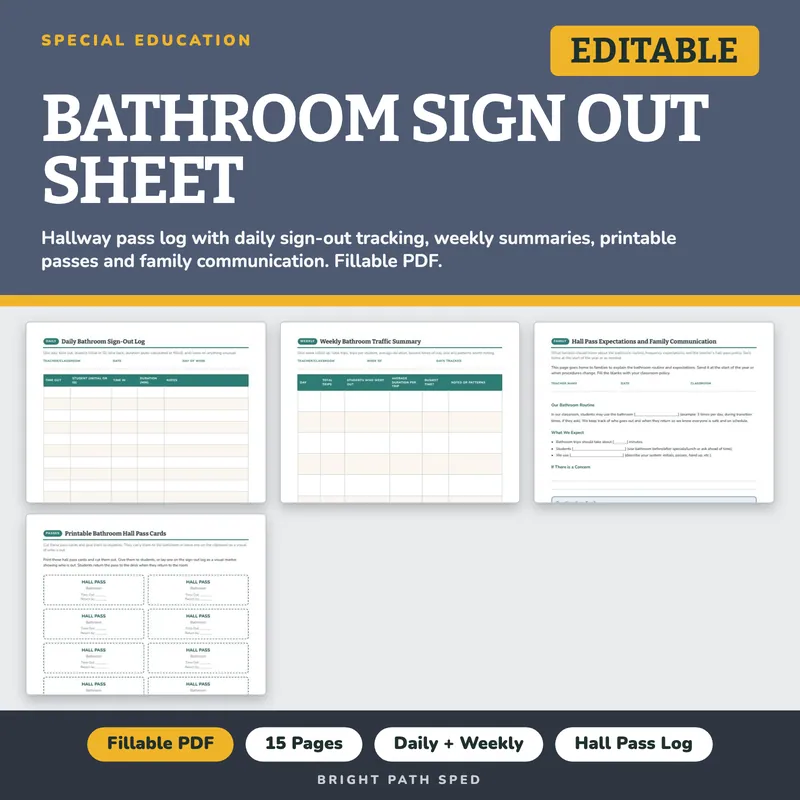 Bathroom Sign Out Sheet Special Education, image 1 of 4