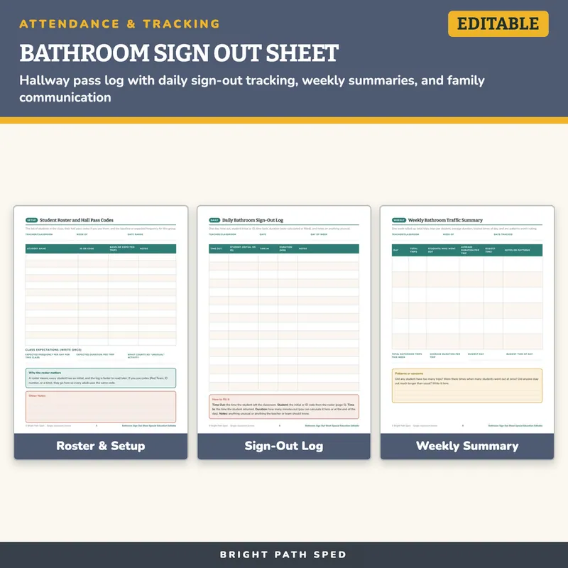 Bathroom Sign Out Sheet Special Education, image 3 of 4