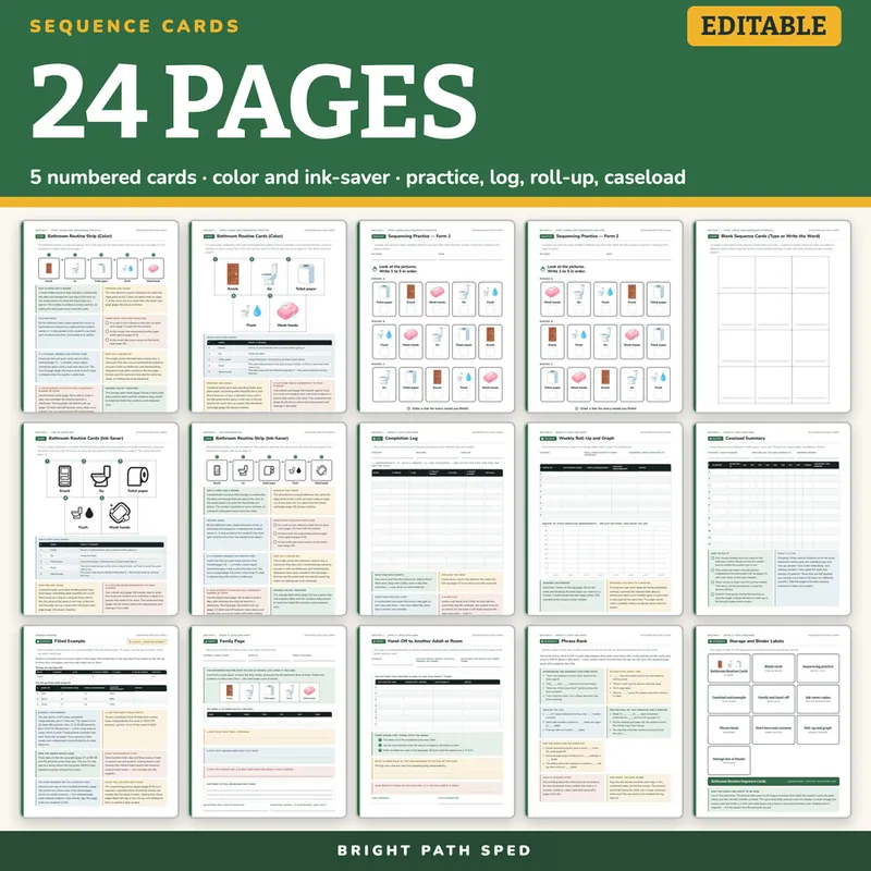 Bathroom Visuals, Editable Bathroom Routine Sequence Cards for Special Education, image 4 of 4