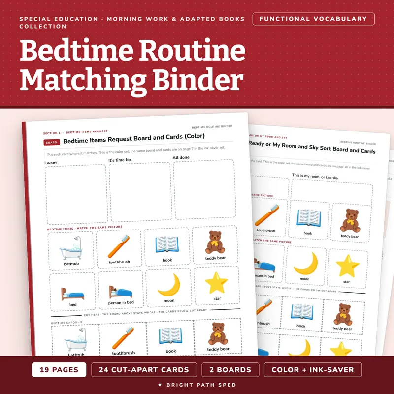 Bedtime Routine Matching Binder, image 1 of 4