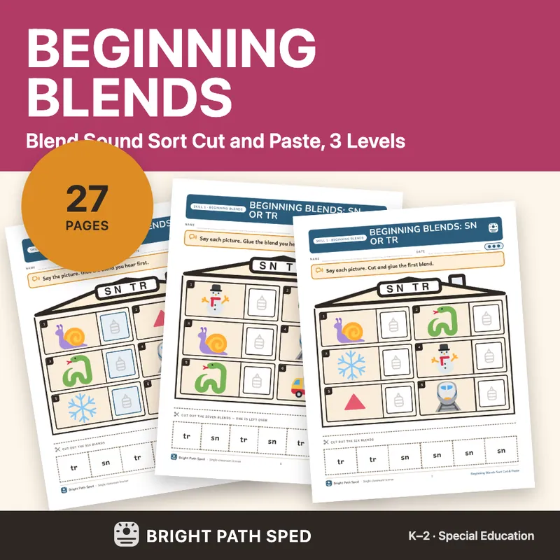 Beginning Blends Sort Cut and Paste 3 Levels, image 1 of 4