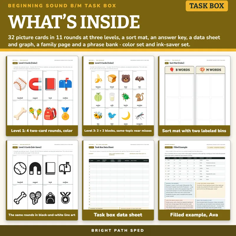 Beginning Sound B or M Sort Task Box, image 2 of 4