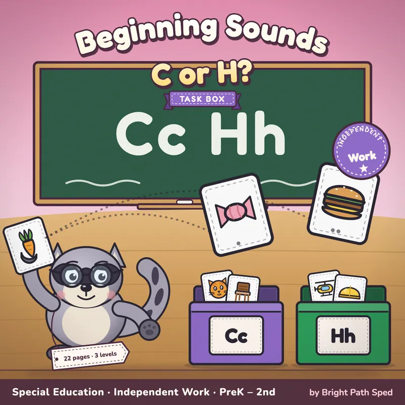 Beginning Sound C or H Sort Task Box, image 1 of 4