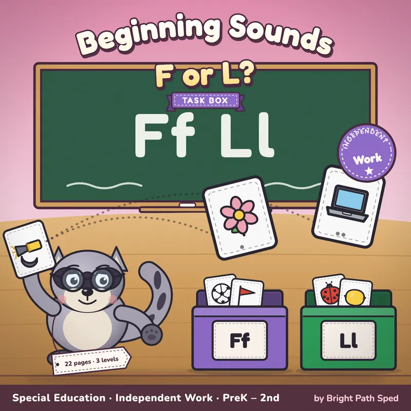 Beginning Sound F or L Sort Task Box, image 1 of 4