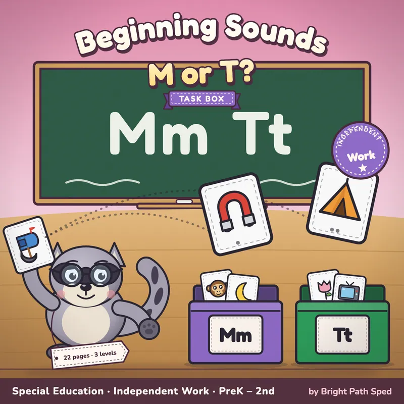Beginning Sound M or T Sort Task Box, image 1 of 4