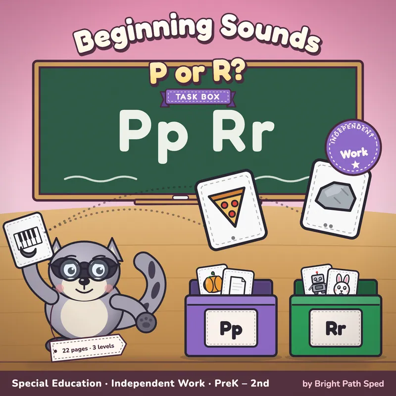 Beginning Sound P or R Sort Task Box, image 1 of 4